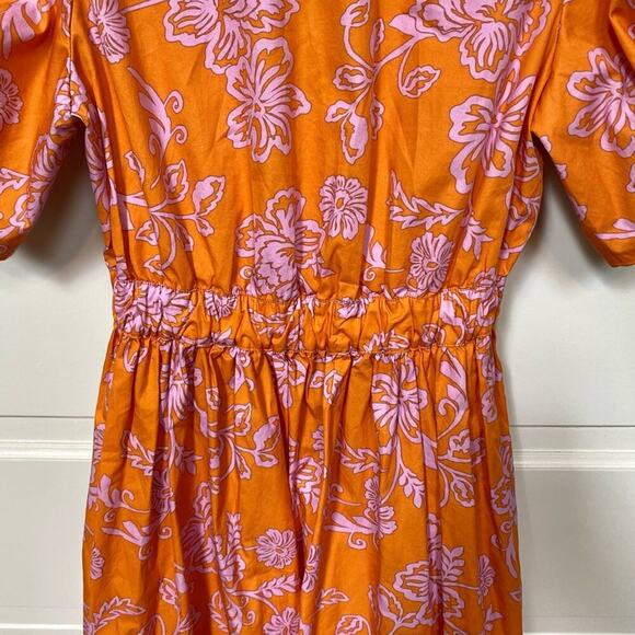 XIRENA Larkyn Orange Pink Print Midi Maxi Puff Sleeve Ruffle Dress Tuckernuck - Picture 15 of 16